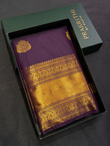 Deep purple Semi Kanchipuram Silk Saree - PSSRN60