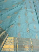 Pastal Blue Semi Kanchipuram Silk Saree - PSSRN65