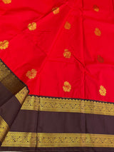 Red and Brown Semi Kanchipuram Silk Saree - PSSRN68