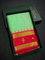 Pastal green and rani pink Semi Kanchipuram Silk Saree - PSSRN69