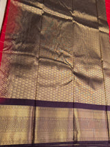 Dark pink and purple Semi Kanchipuram Silk Saree - PSSRN70