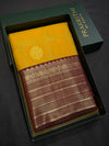 Yellow and brown Semi Kanchipuram Silk Saree - PSSRN71