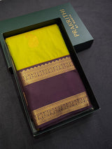 Lime green and Purple Semi Kanchipuram Silk Saree - PSSRN72