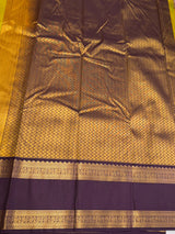 Yellow and brown Semi Kanchipuram Silk Saree - PSSRN73