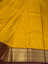 Yellow and brown Semi Kanchipuram Silk Saree - PSSRN73