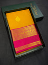 Yellow and Rani Semi Kanchipuram Silk Saree - PSSRN74