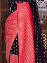 Red and black Pure Crape Silk Saree - PBRATH9