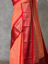 Peach and Red Silk saree - PBRZU8C
