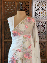 White Crush Georgette Saree - PBRCHAND