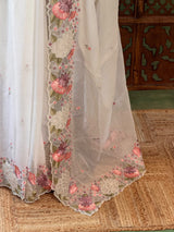 White Crush Georgette Saree - PBRCHAND