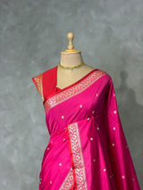 Rani Pink and Red Silk saree - PBRZU14