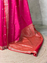 Rani Pink and Red Silk saree - PBRZU14