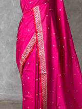 Rani Pink and Red Silk saree - PBRZU14