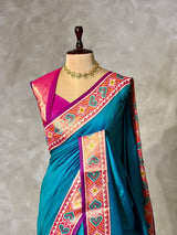 Peacock Blue pochampalli silk Saree - PBRKIV4C