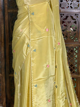 Pastal Yellowish Green pure Glass organza saree- PBRCHAND3C