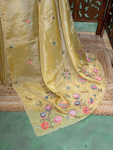 Pastal Yellowish Green pure Glass organza saree- PBRCHAND3C