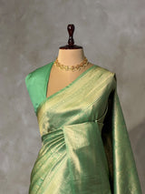 Pista Green Banarasi silk Saree - PBRATH7C