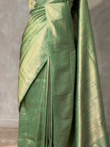 Pista Green Banarasi silk Saree - PBRATH7C