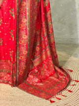 Red Pashmina silk Saree - PBRMM7H