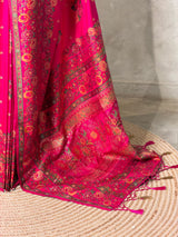 Rani pink Pashmina silk Saree - PBRMM7F