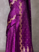 Purple Pure mashru Satin Banarasi silk saree - PRAZ13F