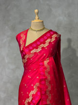 Reddish Pink Pure mashru Satin Banarasi silk saree - PRAZ13E