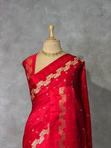 Red Pure mashru Satin Banarasi silk saree - PRAZ13D