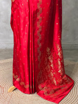 Red Pure mashru Satin Banarasi silk saree - PRAZ13D
