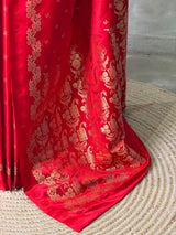 Red Pure mashru Satin Banarasi silk saree - PRAZ13D