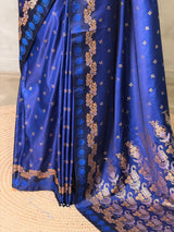 Dark Blue Pure mashru Satin Banarasi silk saree - PRAZ13C