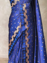 Dark Blue Pure mashru Satin Banarasi silk saree - PRAZ13C