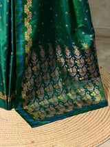 Peacock Green Pure mashru Satin Banarasi silk saree - PRAZ13A