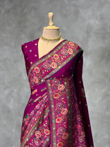 Deep wine Pashmina silk Saree - PBRMM7A