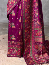 Deep wine Pashmina silk Saree - PBRMM7A