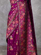 Deep wine Pashmina silk Saree - PBRMM7A