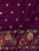 Deep wine Pashmina silk Saree - PBRMM7A