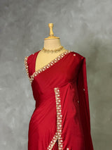 Maroon Pure Satin silk Designer saree- PBRDS3A