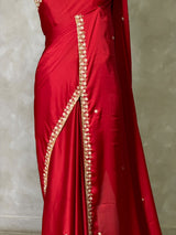Maroon Pure Satin silk Designer saree- PBRDS3A