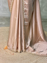 Nude Chicku Satin silk Designer saree- PBRDS3