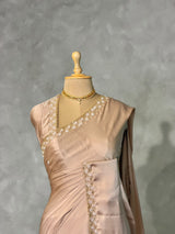 Nude Chicku Satin silk Designer saree- PBRDS3