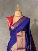 Blue and Magenta semi kanchipuram soft silk saree - PSSN203