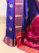 Blue and Magenta semi kanchipuram soft silk saree - PSSN203