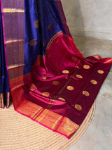 Blue and Magenta semi kanchipuram soft silk saree - PSSN203
