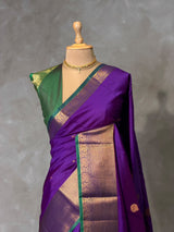 Violet and Green semi kanchipuram soft silk saree - PSSN209