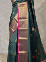 Green and Magenta semi kanchipuram soft silk saree - PSSN207