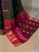 Green and Magenta semi kanchipuram soft silk saree - PSSN207