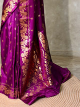 Purple Pure mashru Satin Banarasi silk saree - PRAZ16