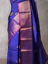 Blue and magenta semi kanchipuram soft silk saree - PSSN206