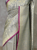 Dark Grey Premium katan Banarasi silk saree - PRAZ15A
