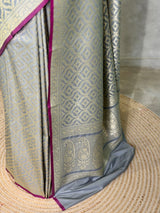 Dark Grey Premium katan Banarasi silk saree - PRAZ15A
